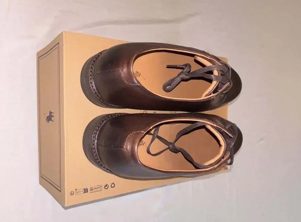 Polo Ralph Lauren Men's Asher Leather Cap Toe Oxford Dress Shoes Dark Brown
